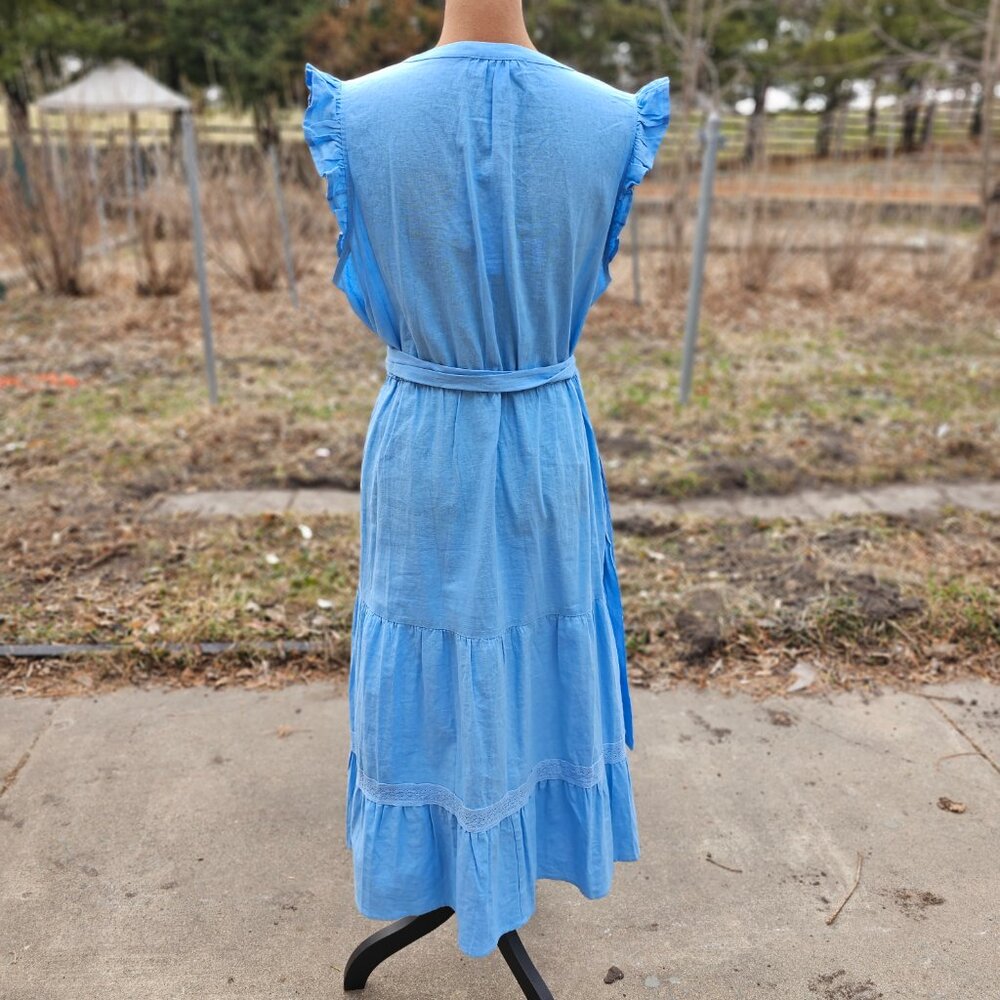 NWT Adyson Parker Blue Midi Dress Sleeveless Size Large - Picture 7 of 12